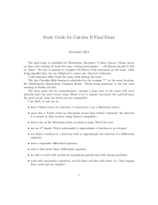 Study Guide for Calculus II Final Exam