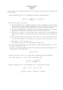 Final Exam Review Calculus II Sheet 1 These questions do not