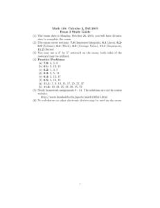 Math 110: Calculus 2, Fall 2015 Exam 2 Study Guide (1) The exam