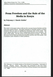 Press Freedom and the Role of the Media in Kenya