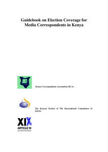 Guidebook on Election Coverage for Media Correspondents in Kenya