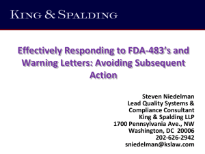 Effectively Responding to FDA-483's and Warning Letters