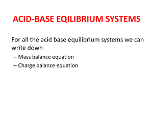 Mass Balance and Charge Balance Equations for Acid