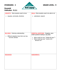 STANDARD: 2 GRADE LEVEL: 9 Pyramid Indicator: 9.2.1