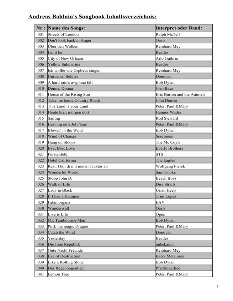 Porn Seel Pack Hf - Andreas Balduin's Songbook Inhaltsverzeichnis: