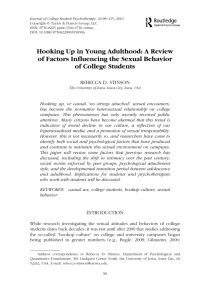 Hooking Up in Young Adulthood: A Review of