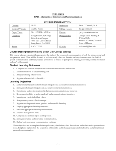 SYLLABUS SP20 - Elements of Interpersonal Communication