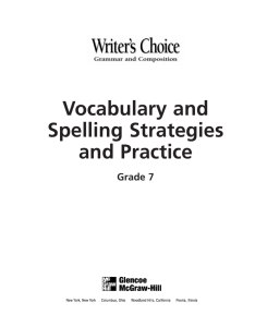 Vocabulary and Spelling Strategies and Practice