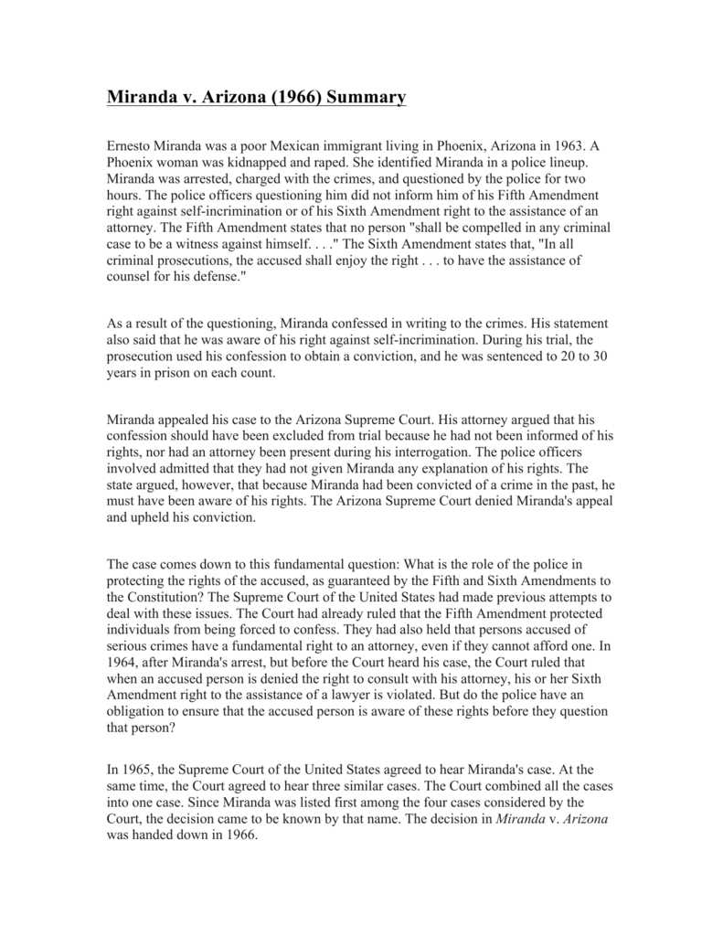 Miranda v. Arizona, 1966.