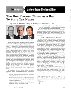 The Due Process Clause as a Bar to State Tax