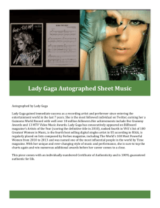 Lady Gaga Autographed Sheet Music