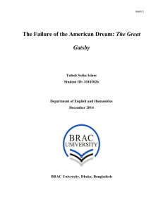 The Failure of the American Dream: The Great Gatsby