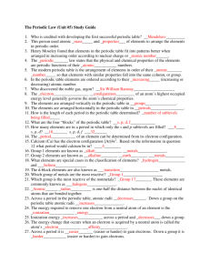 The Periodic Law (Unit #5) Study Guide 1. Who is credited with