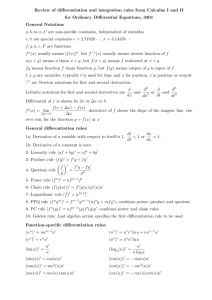 Review of differentiation and integration rules from Calculus I and II