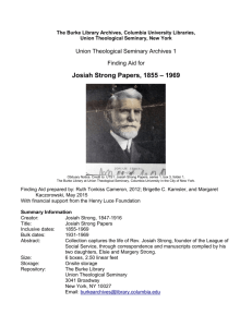 UTS: Josiah Strong Papers, 1855-1969