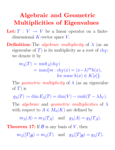 Algebraic and Geometric Multiplicities of Eigenvalues (3 pages)