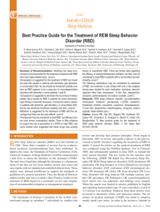 Best Practice Guide for the treatment of ReM Sleep Behavior