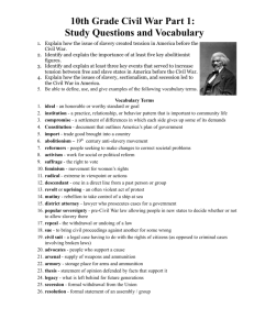 10th Grade Civil War Part 1 - Study Questions and Vocabulary