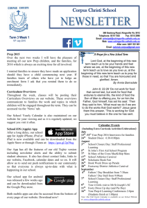 2015 Newsletter Term 3 Week 1 - Corpus Christi School Kingsville