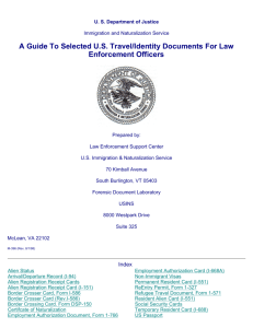 A Guide To Selected US Travel/Identity Documents