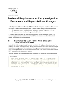 Review of Requirements to Carry Immigration Documents