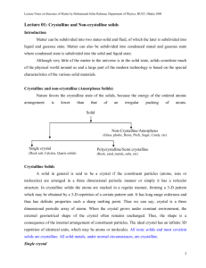 Lecture 01: Crystalline and Non