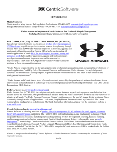 Under Armour to Implement Centric Software For Product Lifecycle