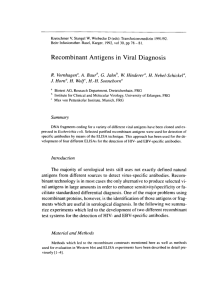 Recombinant Antigens in Viral Diagnosis