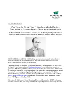 What Future for Digital Privacy? Woodbury School of Business Team