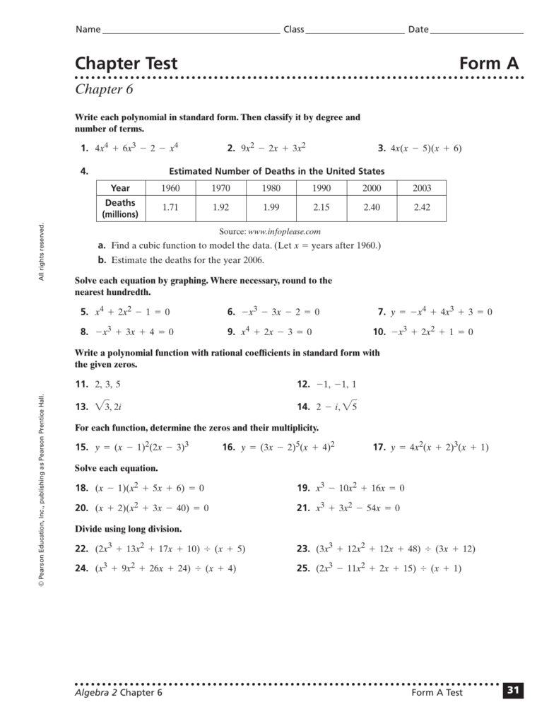 Chapter Test Form A