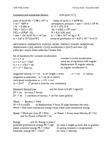 Constants and conversion factors units given in [ ] mass of earth: ME