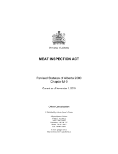 meat inspection act - Alberta Queen's Printer