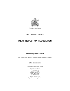 meat inspection regulation - Alberta Queen's Printer