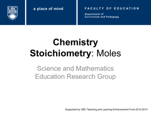 Chemistry Stoichiometry: Moles