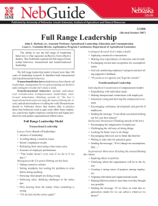 Full Range Leadership - University of Nebraska–Lincoln