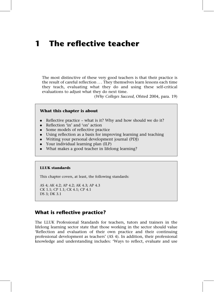 essay on reflective practice in teaching