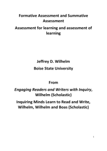 Formative Assessment and Summative Assessment Assessment for