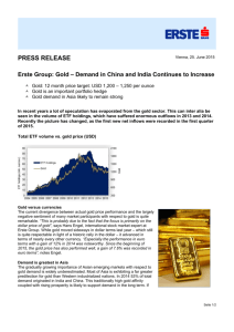 Erste Group: Gold – Demand in China and India Continues to Increase