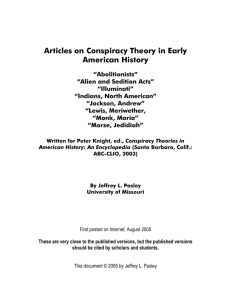 Articles on Conspiracy Theory in Early American History