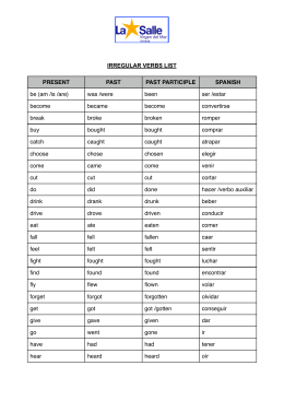 verbs list irregular spanish past participle present common english most translation studylib