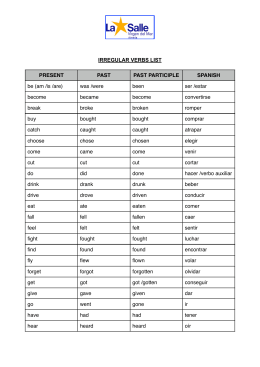 present past past participle 100 words