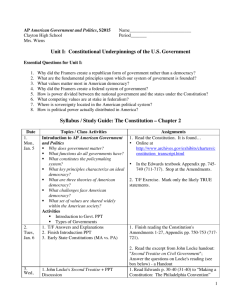 Unit I: Constitutional Underpinnings of the U.S. Government