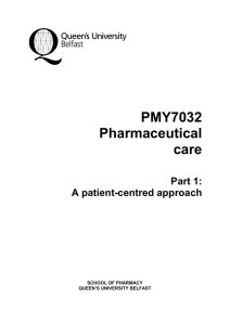 PMY7032 Pharmaceutical care - Queen's University Belfast