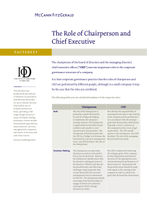 The Role of Chairperson and Chief Executive
