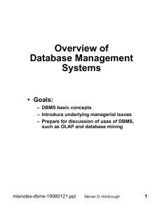Overview of Database Management Systems