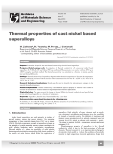 Thermal properties of cast nickel based superalloys