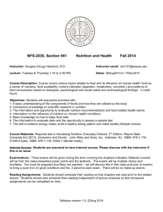 NFS-2030, Section 941 Nutrition and Health Fall 2014