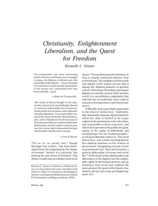 Christianity, Enlightenment Liberalism, and the Quest for Freedom