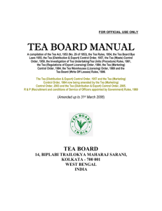 Tea Act & Rules - Tea Board of India