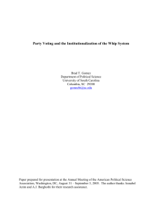 Party Voting and the Institutionalization of the Whip System